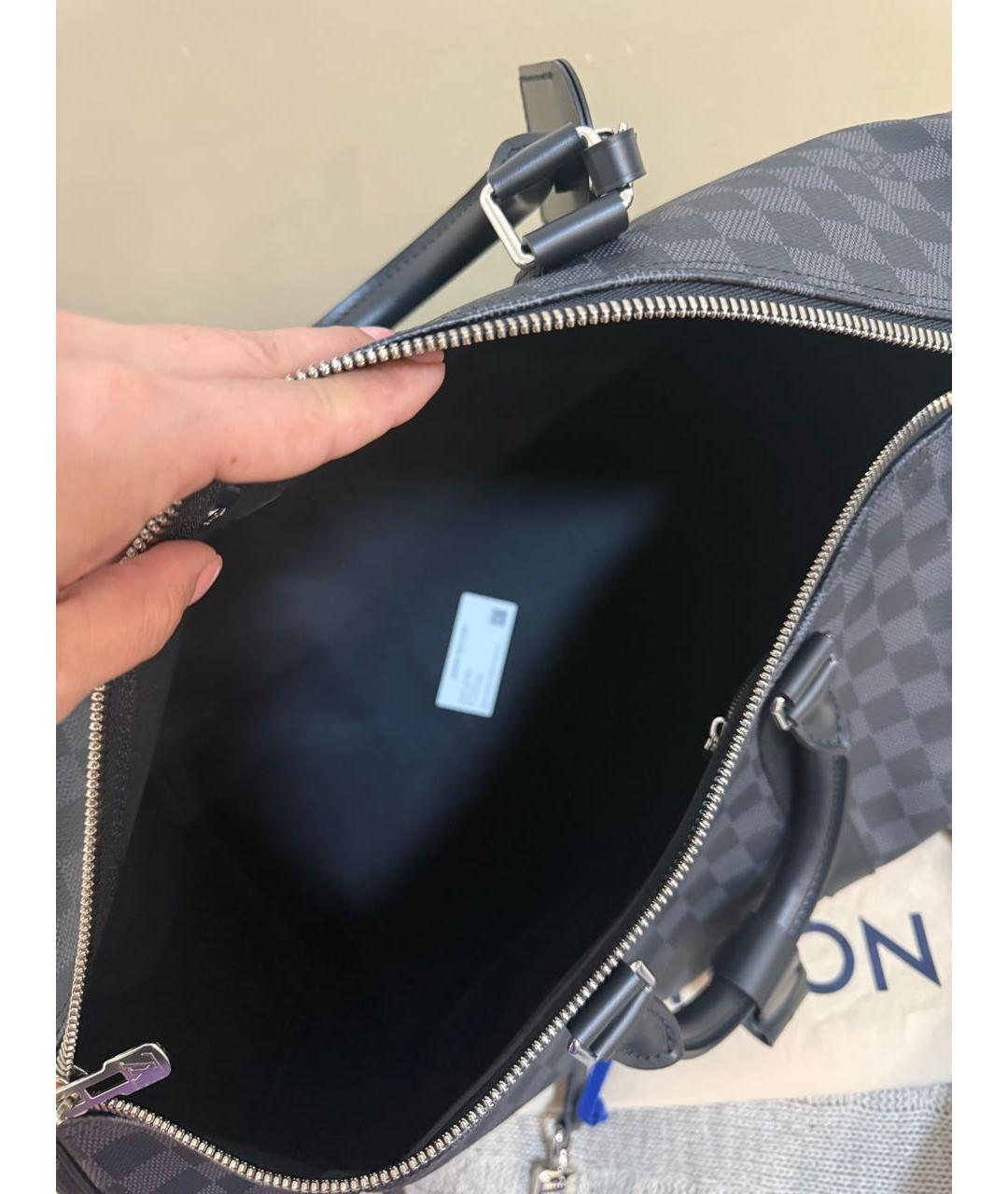 LOUIS VUITTON Темно-синяя кожаная дорожная/спортивная сумка, фото 4