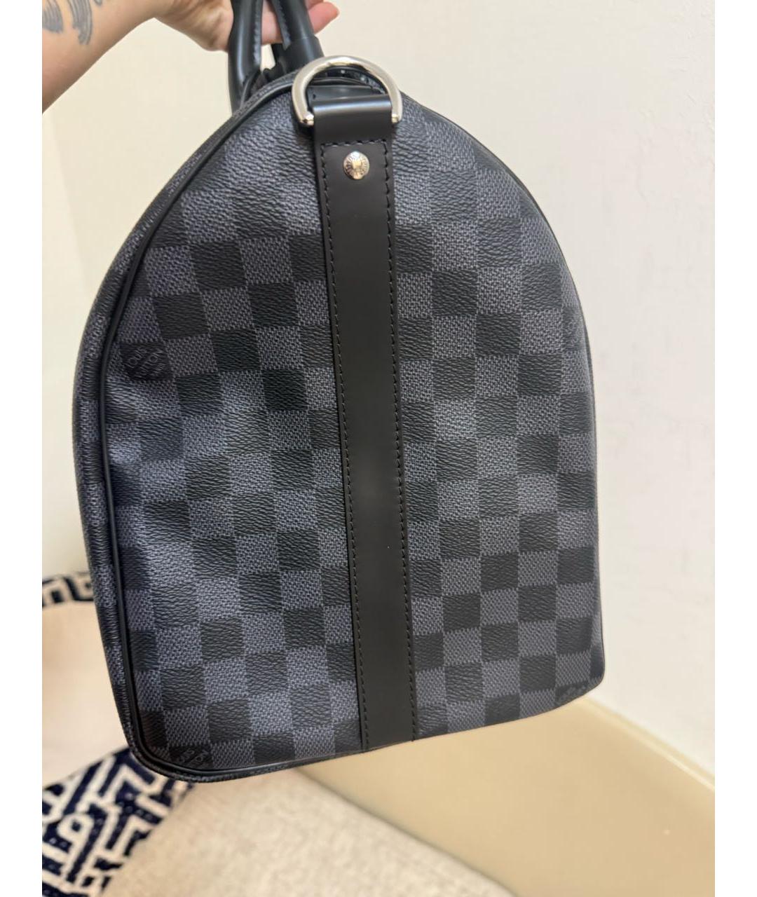 LOUIS VUITTON Темно-синяя кожаная дорожная/спортивная сумка, фото 8