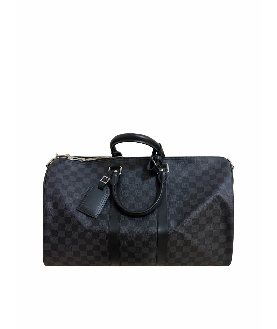 LOUIS VUITTON Темно-синяя кожаная дорожная/спортивная сумка, фото 9