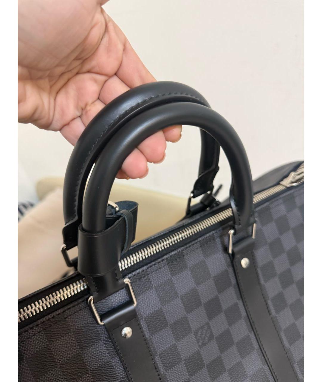 LOUIS VUITTON Темно-синяя кожаная дорожная/спортивная сумка, фото 5