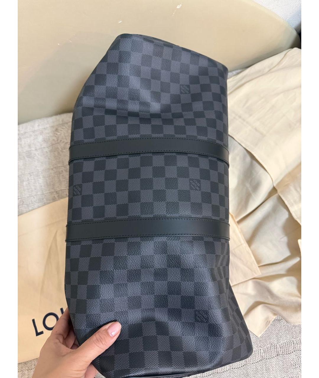 LOUIS VUITTON Темно-синяя кожаная дорожная/спортивная сумка, фото 3