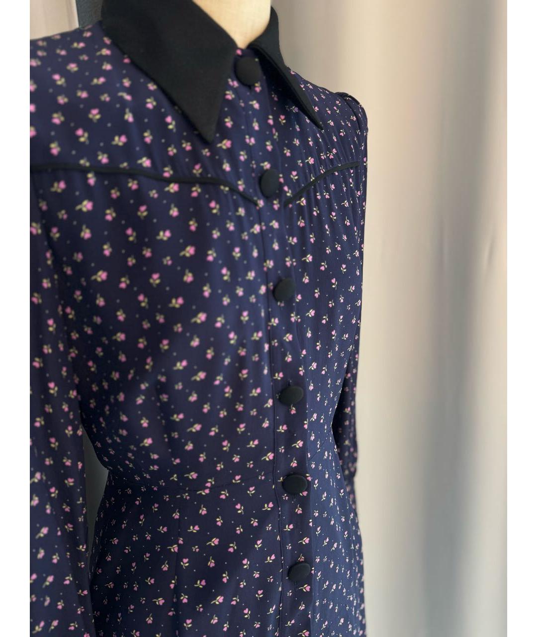 ALESSANDRA RICH Темно-синее шелковое платье, фото 4