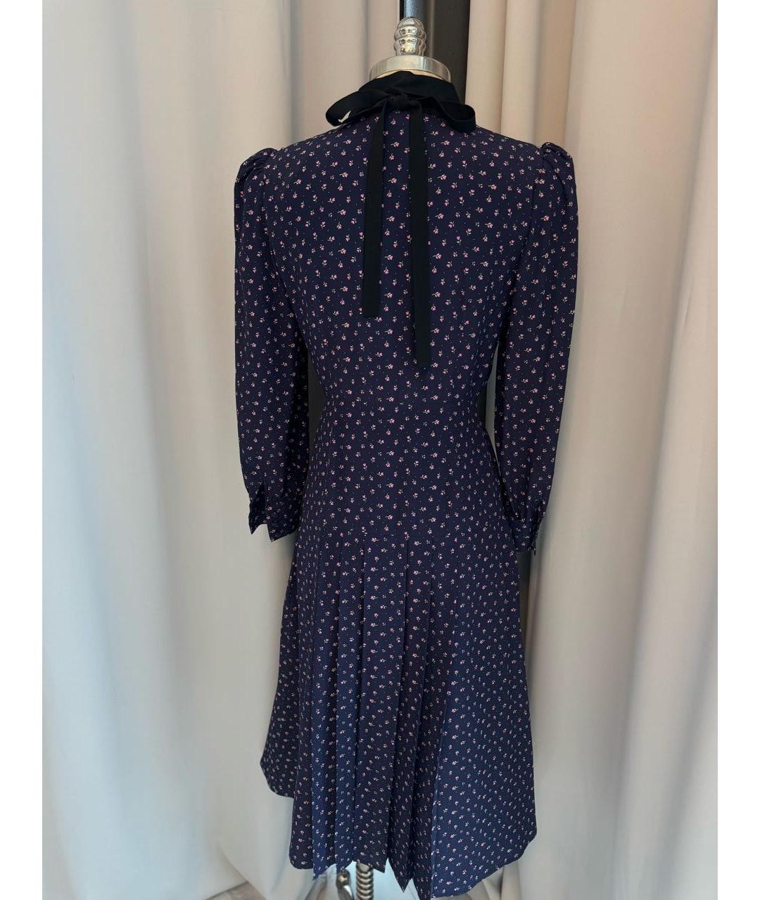 ALESSANDRA RICH Темно-синее шелковое платье, фото 2