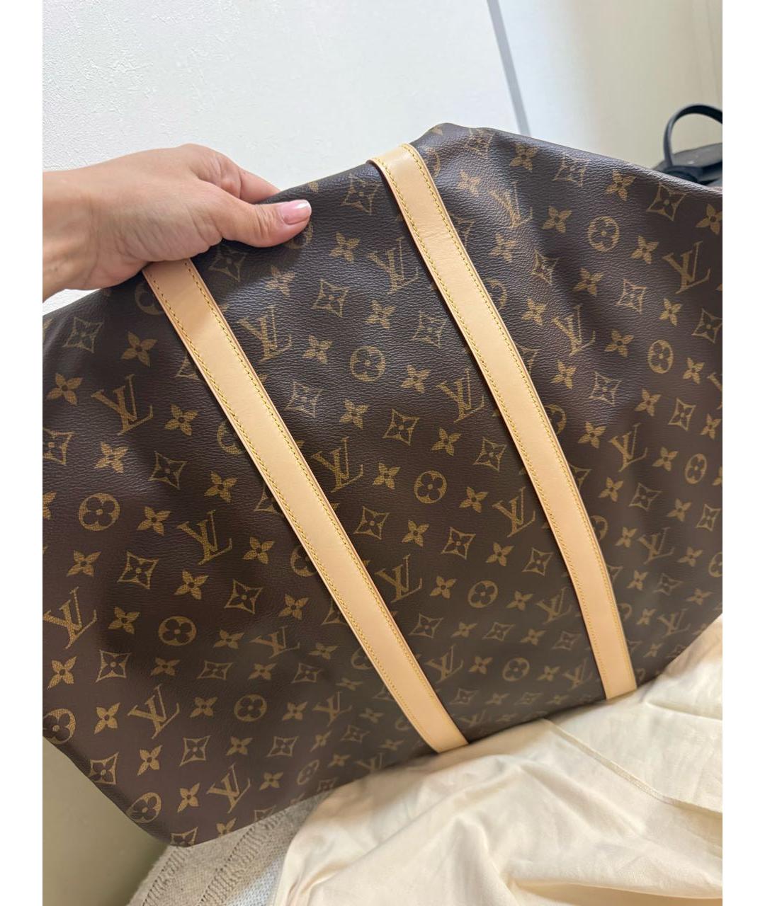 LOUIS VUITTON Коричневая кожаная дорожная/спортивная сумка, фото 3
