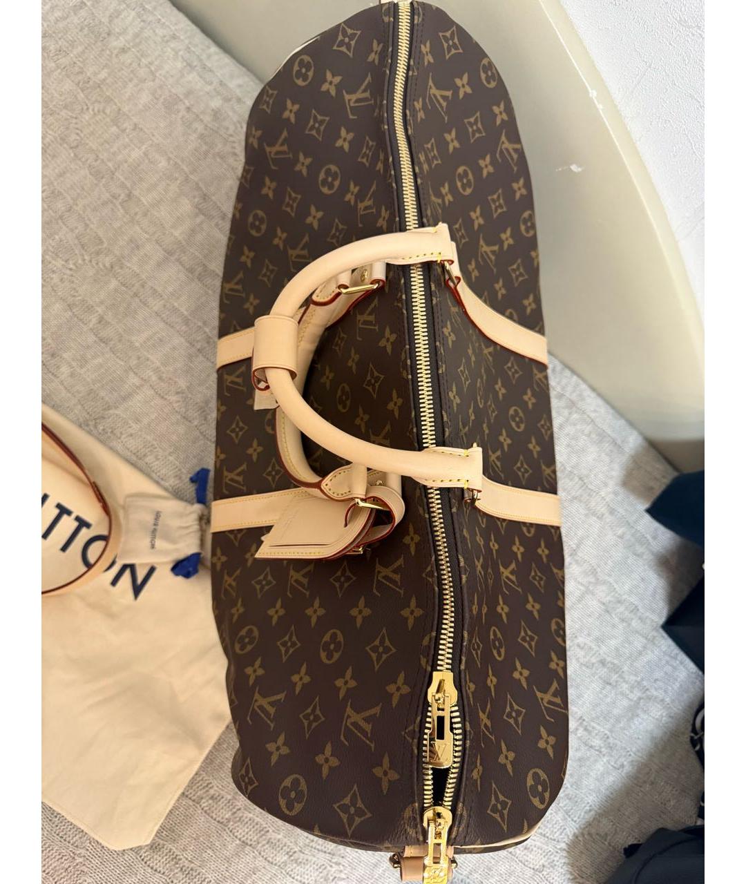 LOUIS VUITTON Коричневая кожаная дорожная/спортивная сумка, фото 6