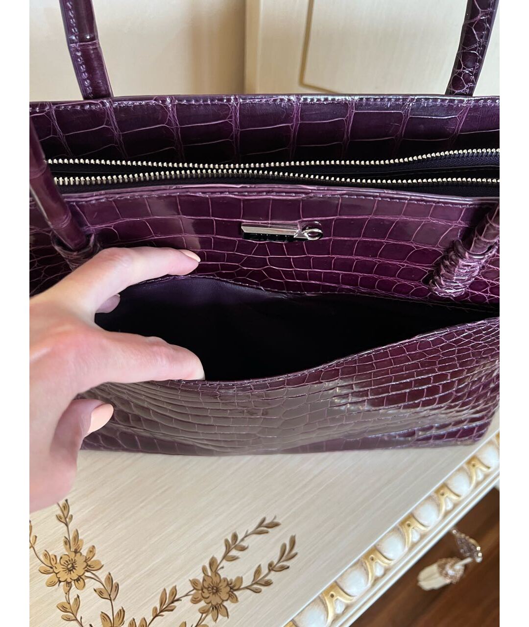ZILLI Фиолетовая сумка тоут из экзотической кожи, фото 3
