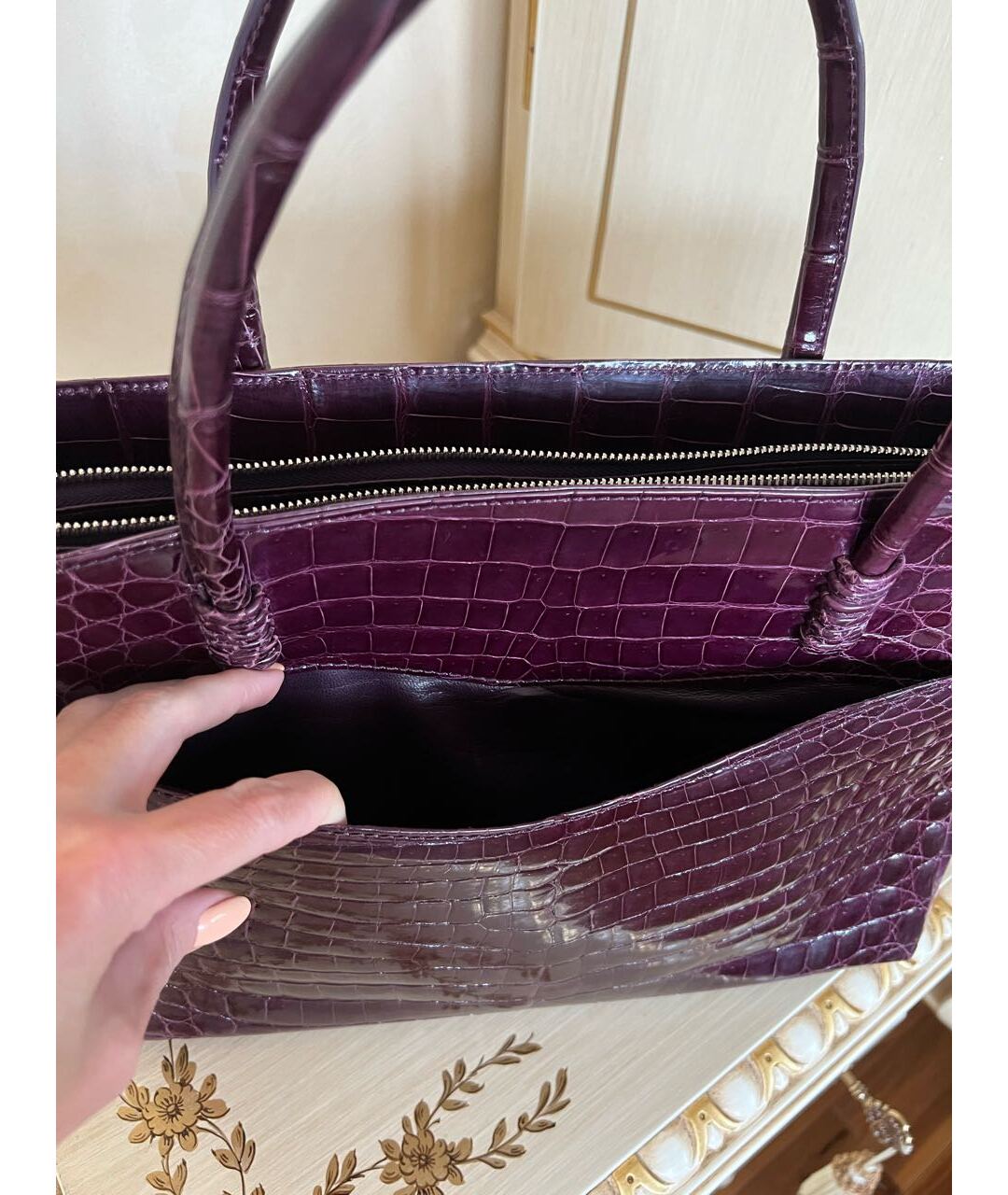 ZILLI Фиолетовая сумка тоут из экзотической кожи, фото 7