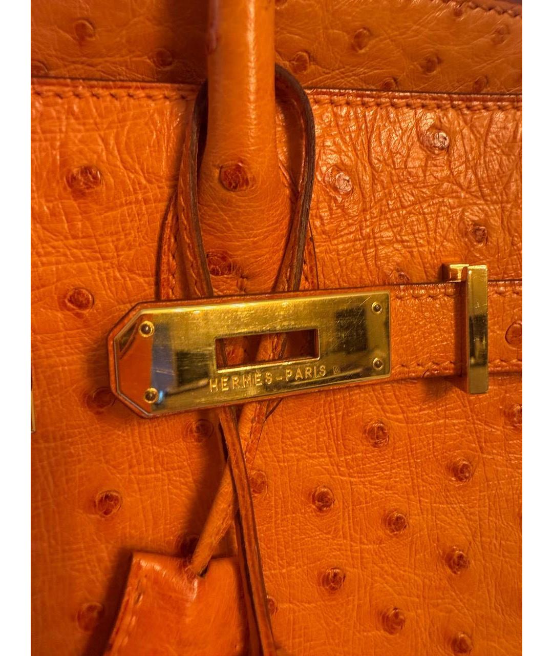 HERMES Оранжевая сумка с короткими ручками из экзотической кожи, фото 8