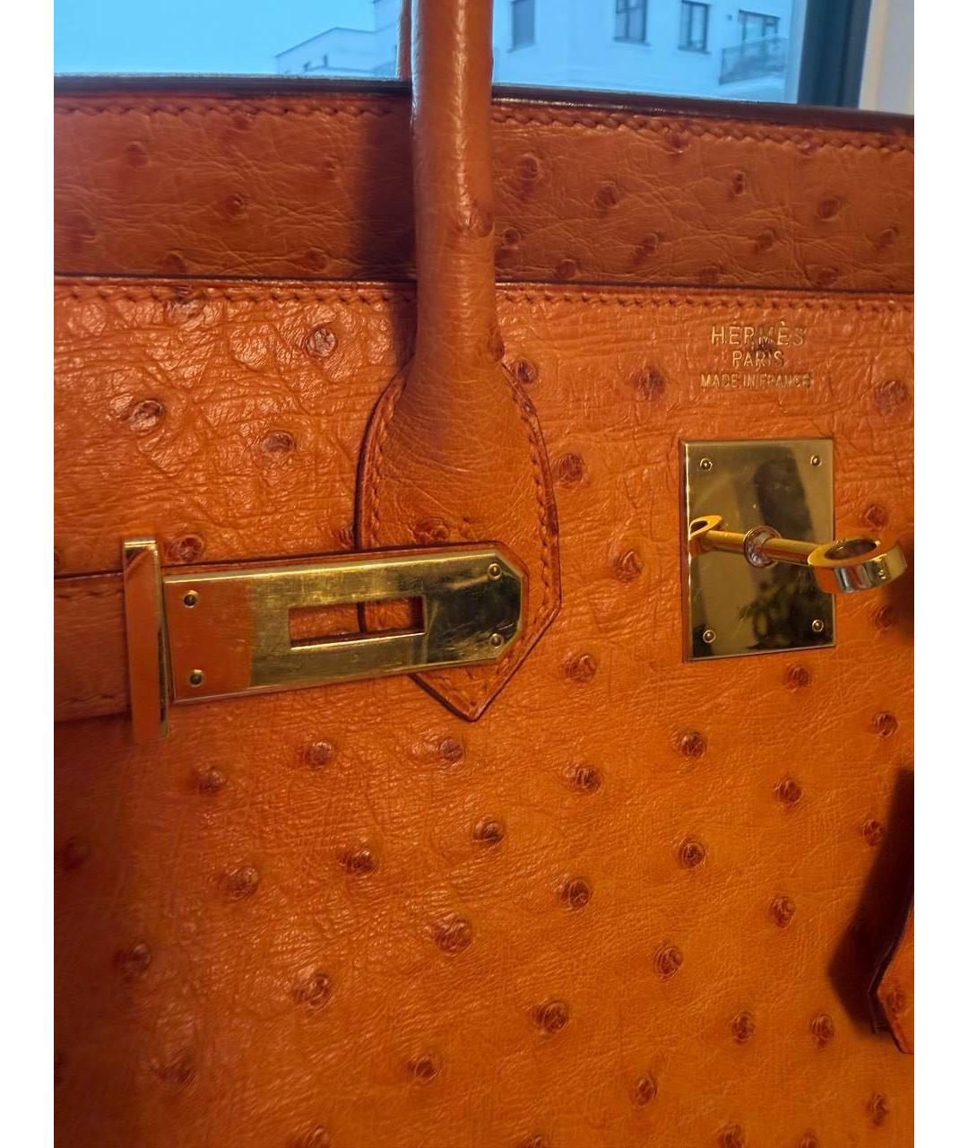 HERMES Оранжевая сумка с короткими ручками из экзотической кожи, фото 4