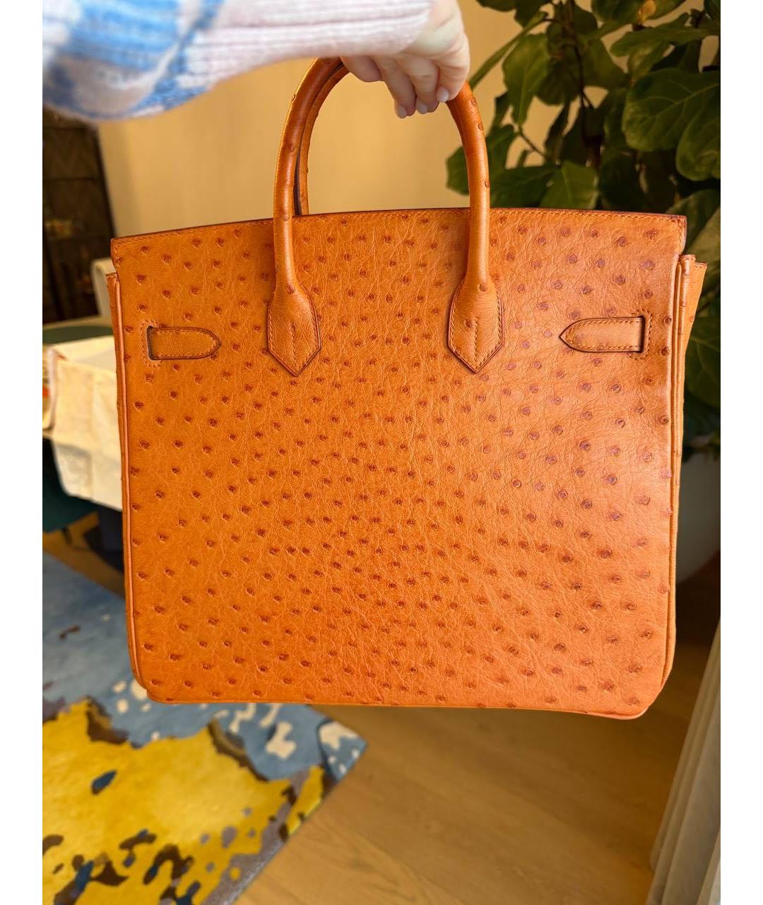 HERMES Оранжевая сумка с короткими ручками из экзотической кожи, фото 3