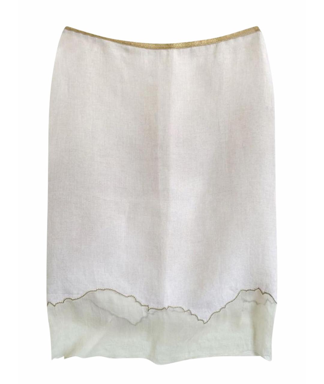 PRADA Бежевая льняная юбка миди, фото 1