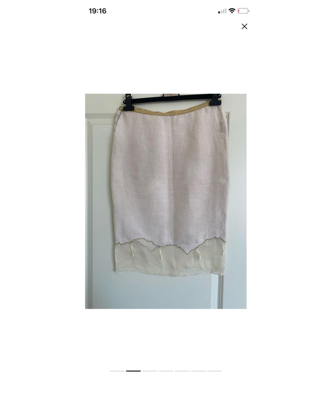 PRADA Бежевая льняная юбка миди, фото 2