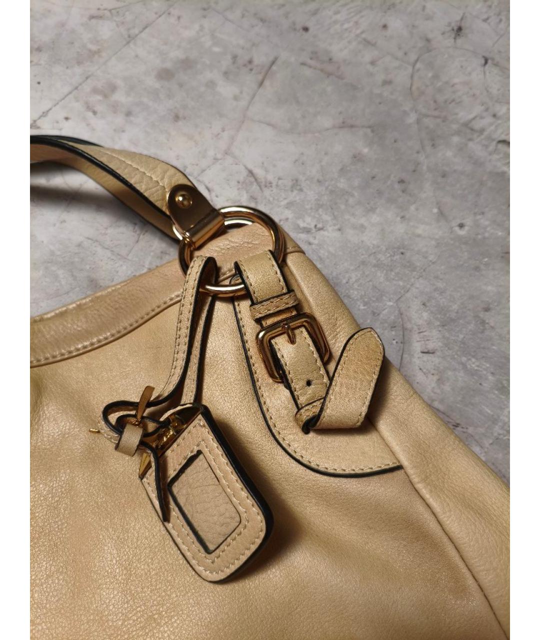 PRADA Бежевая кожаная сумка через плечо, фото 4
