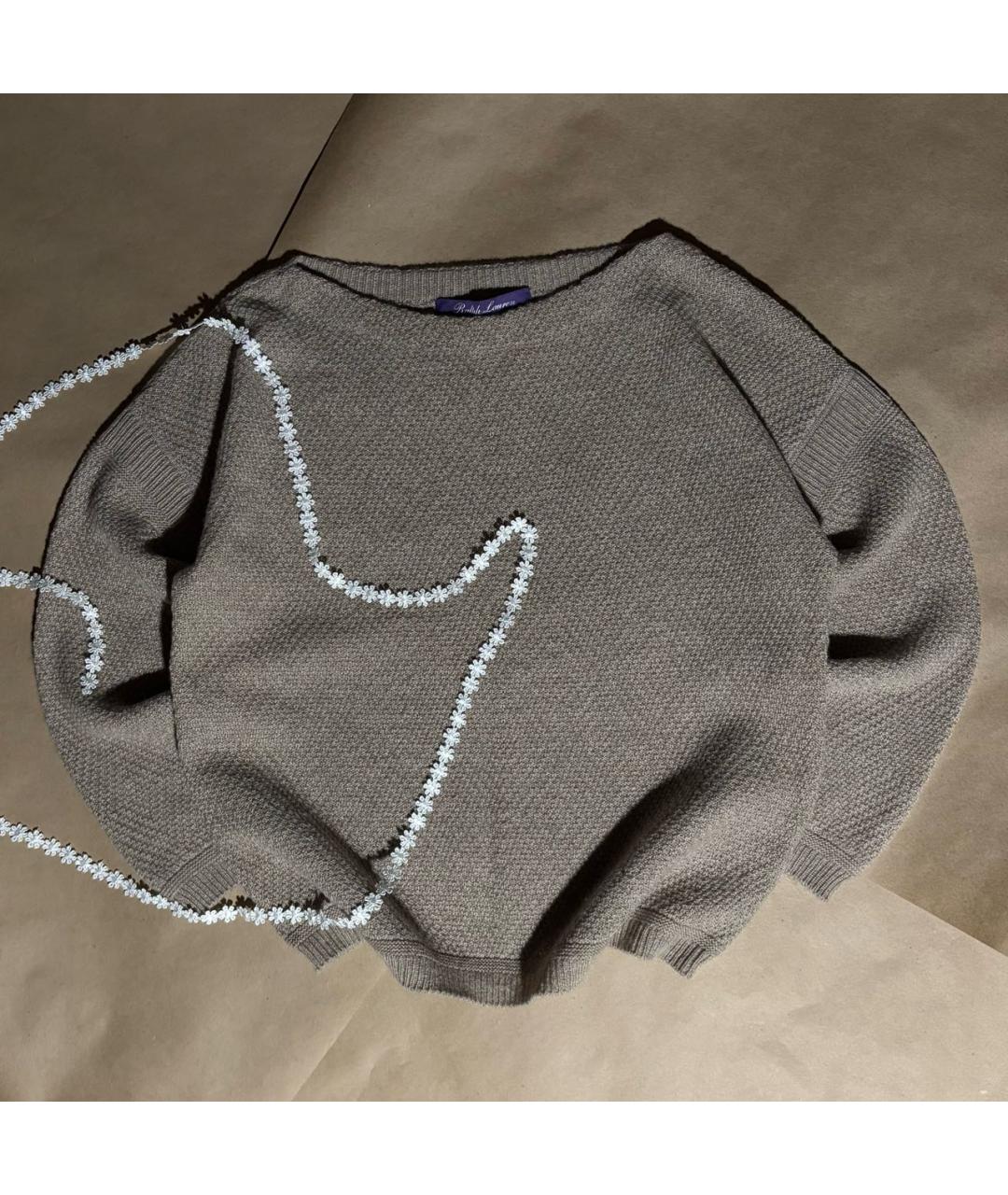 RALPH LAUREN PURPLE LABEL Бежевый кашемировый джемпер / свитер, фото 8