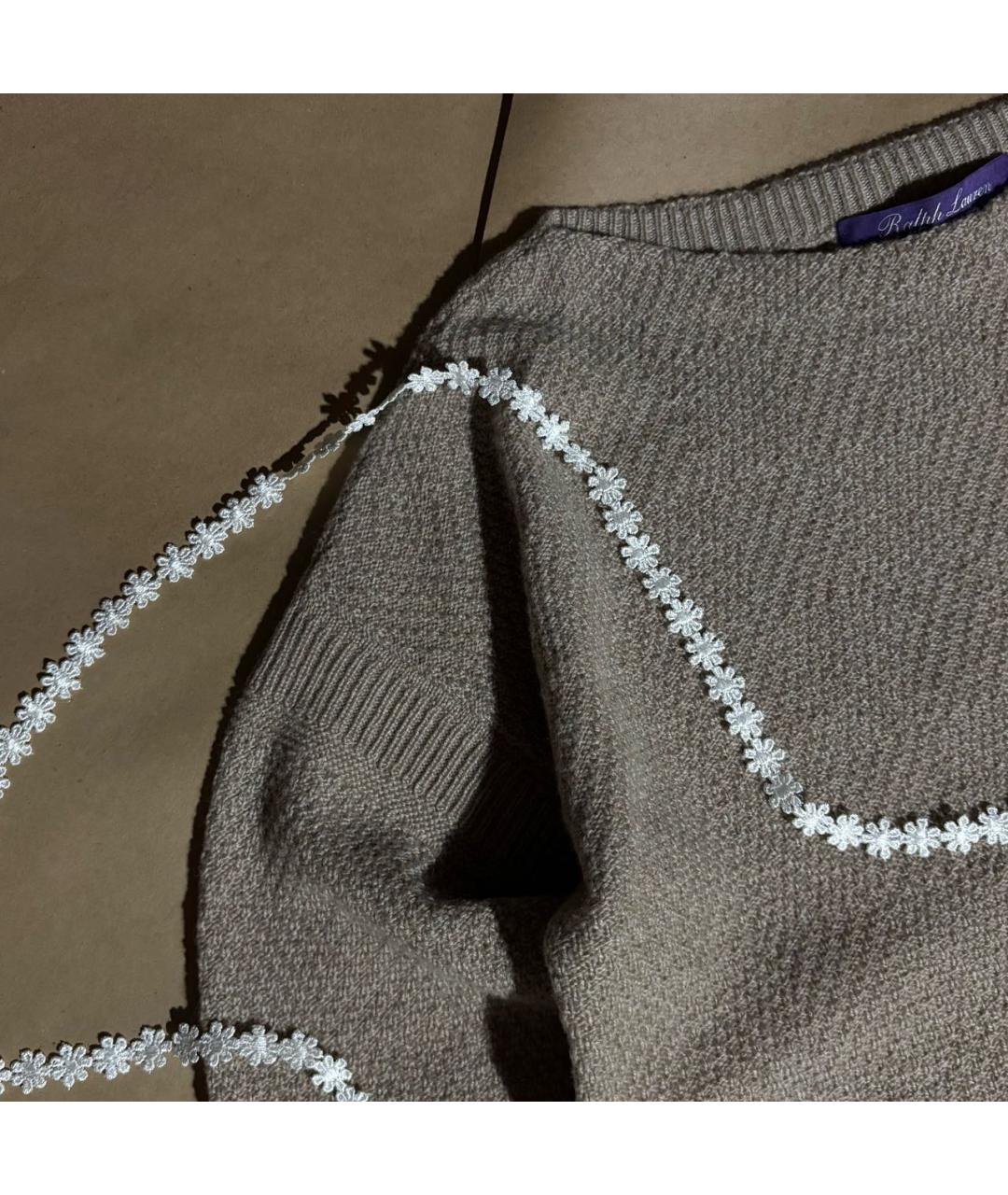 RALPH LAUREN PURPLE LABEL Бежевый кашемировый джемпер / свитер, фото 2