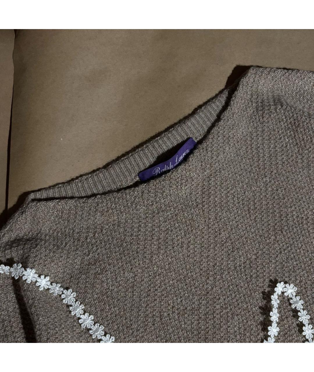 RALPH LAUREN PURPLE LABEL Бежевый кашемировый джемпер / свитер, фото 4