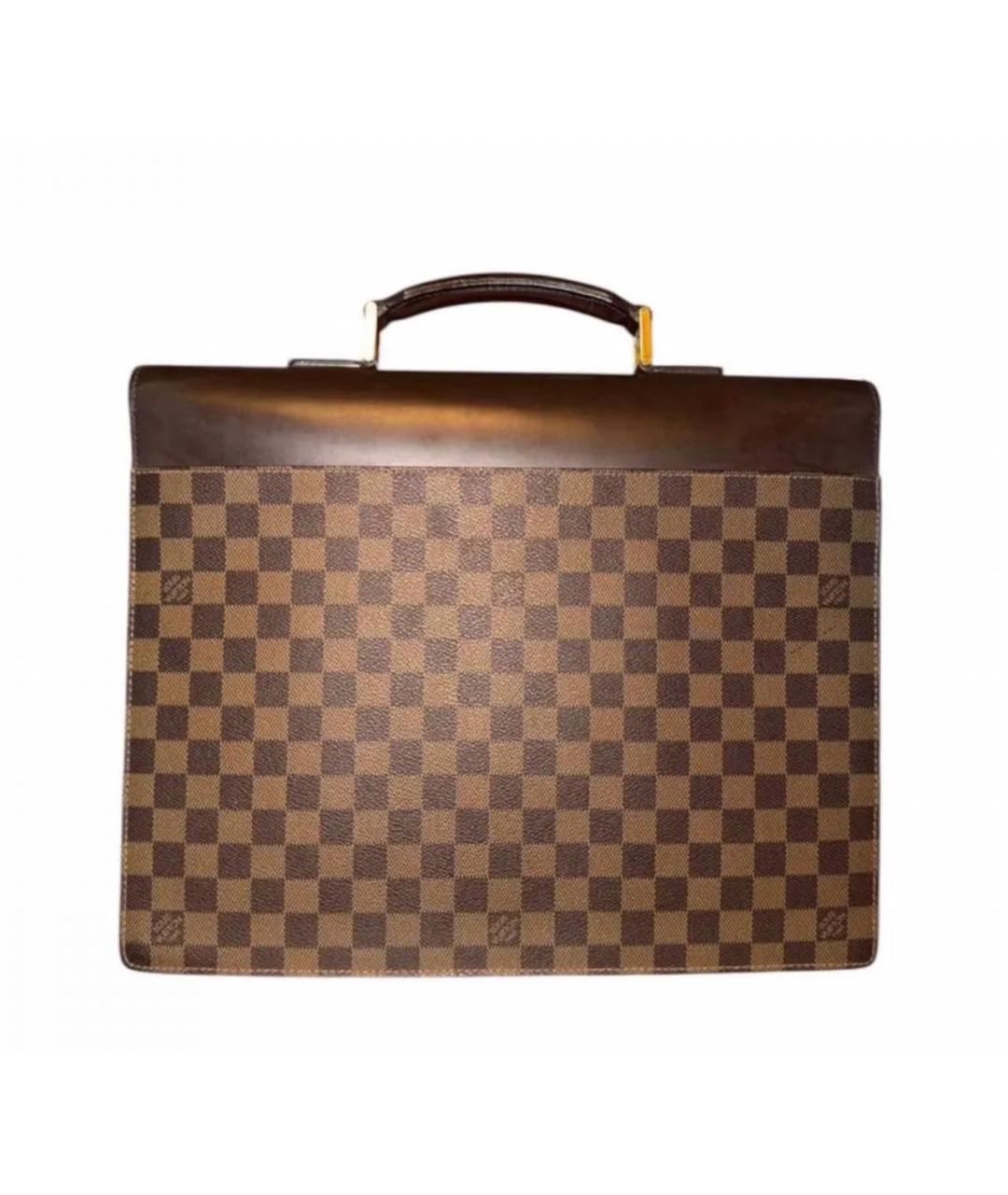 LOUIS VUITTON Коричневый кожаный портфель, фото 3