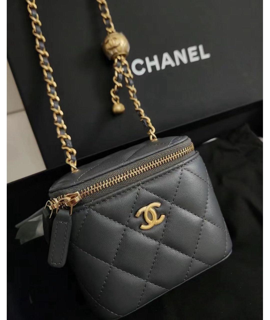 CHANEL Серая кожаная сумка через плечо, фото 6