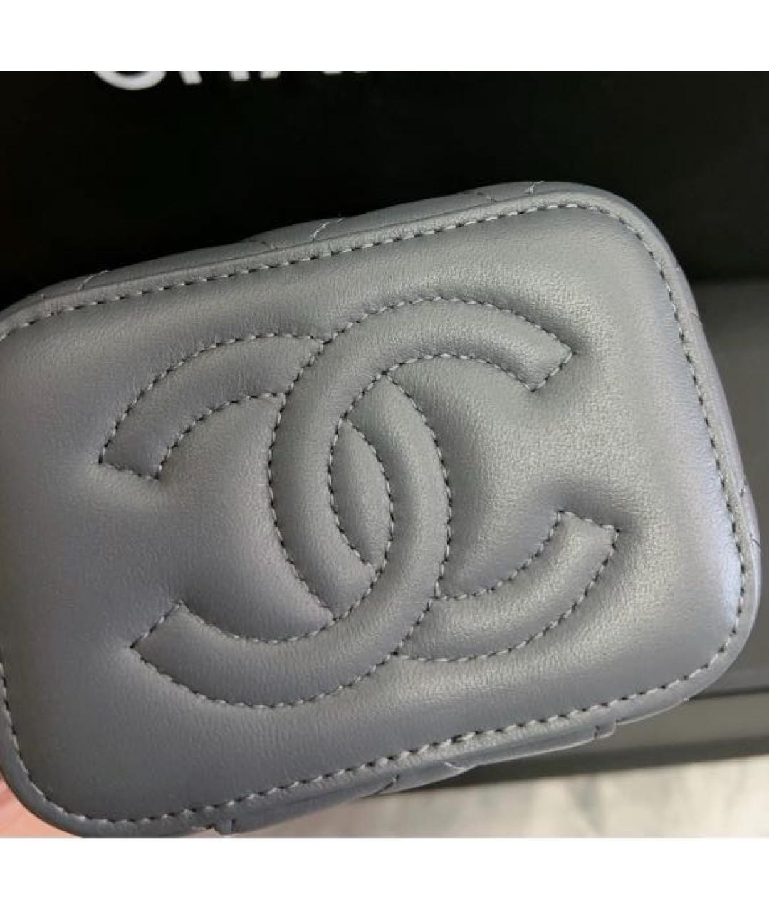CHANEL Серая кожаная сумка через плечо, фото 8