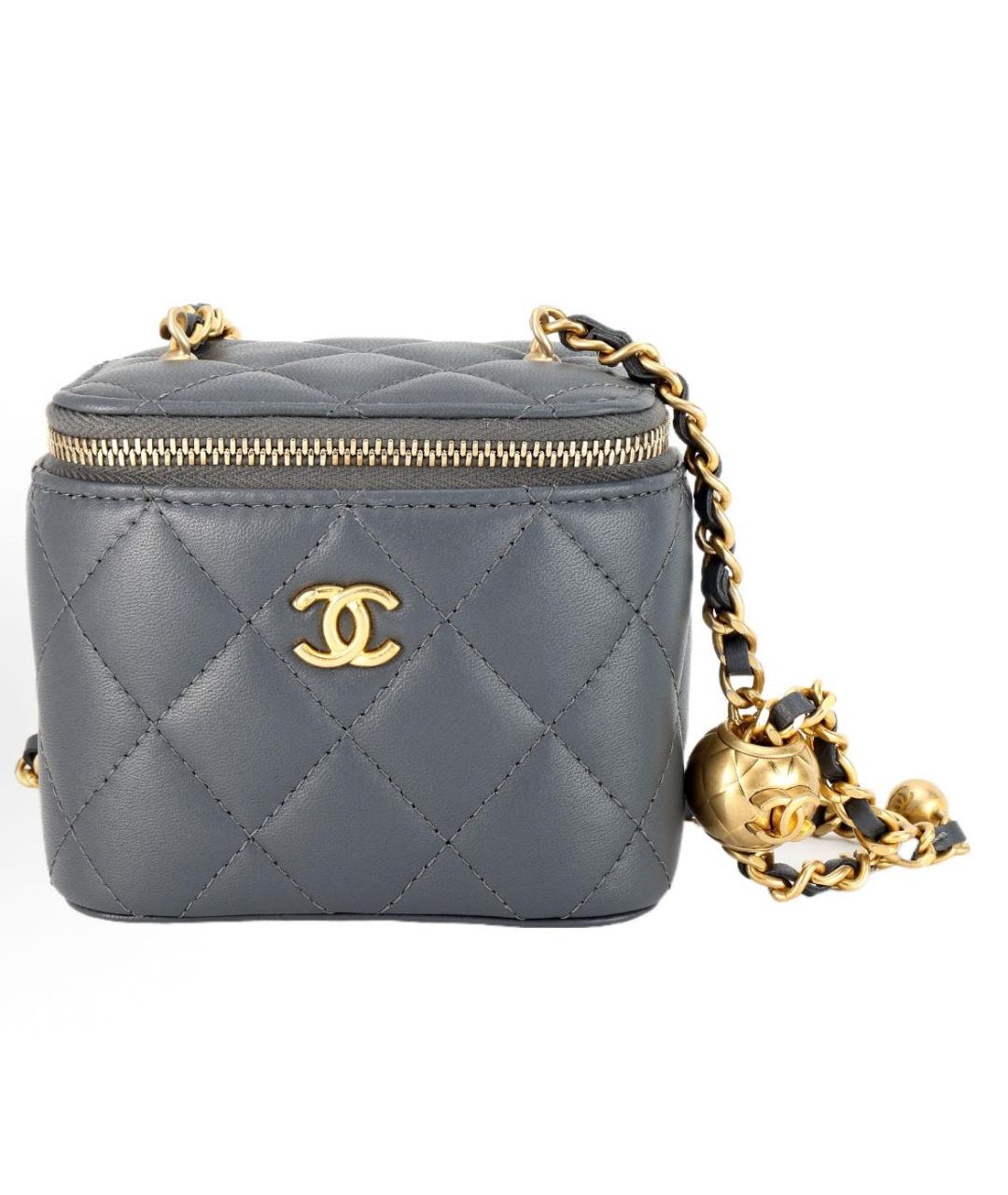 CHANEL Серая кожаная сумка через плечо, фото 9