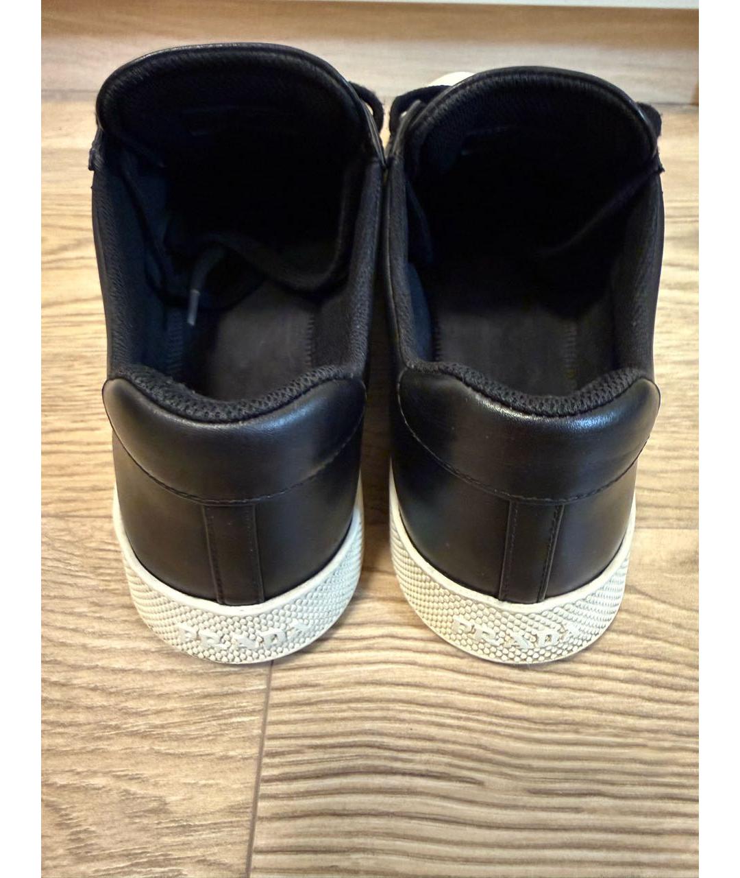 PRADA Черные кожаные кеды, фото 4
