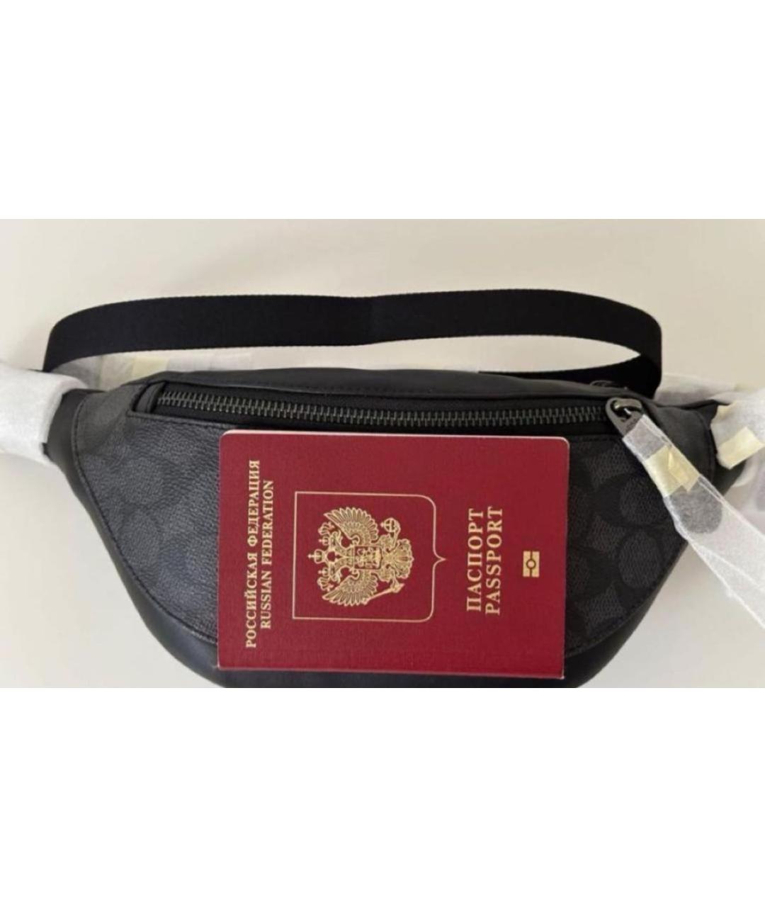 COACH Черная кожаная поясная сумка, фото 5