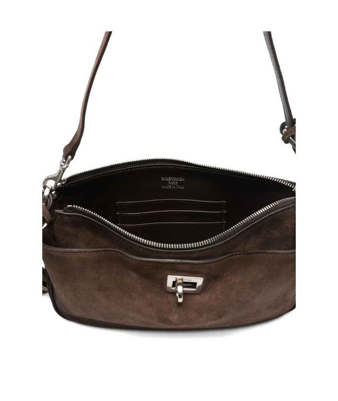 BALENCIAGA Коричневая замшевая сумка через плечо, фото 2