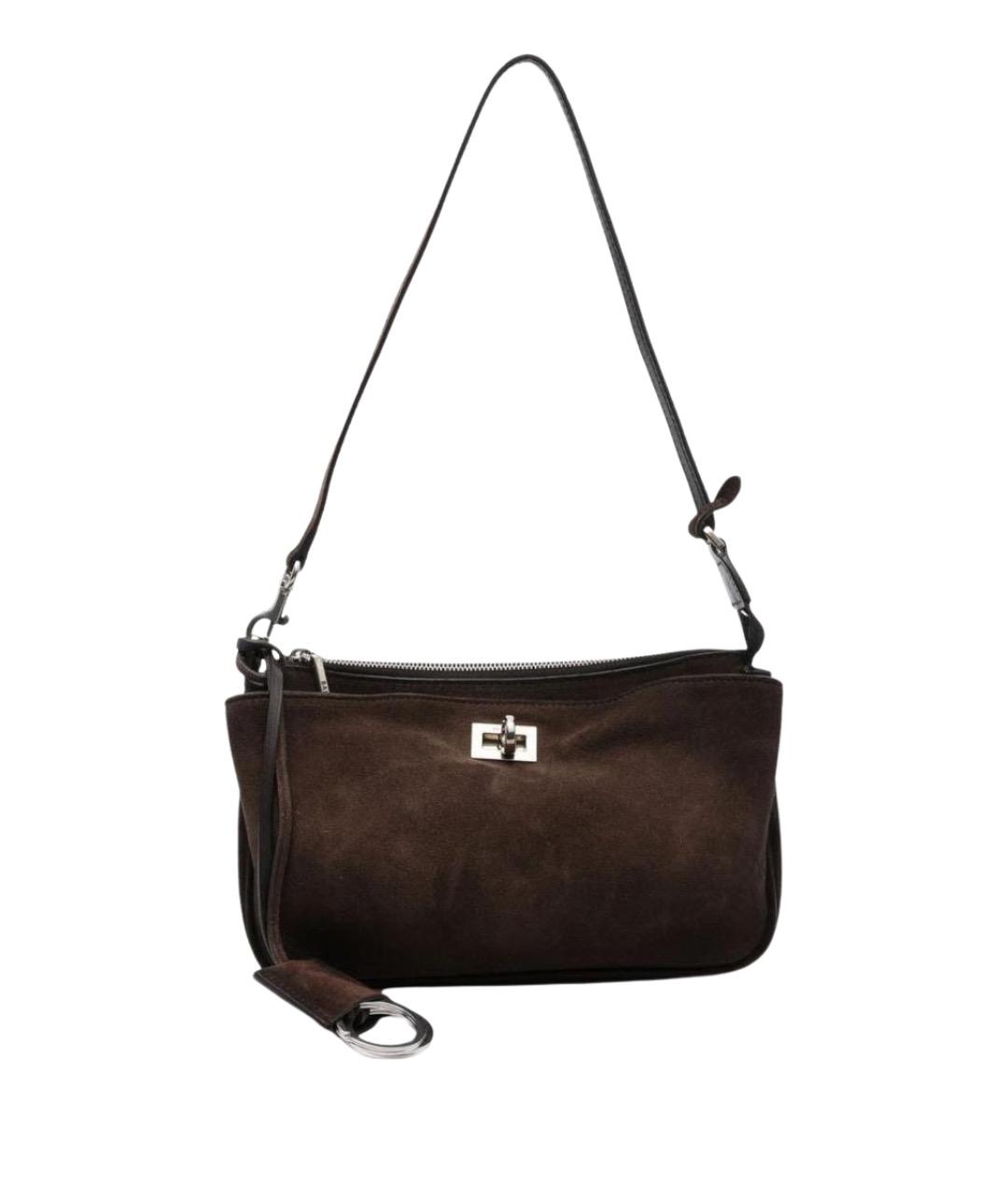 BALENCIAGA Коричневая замшевая сумка через плечо, фото 1