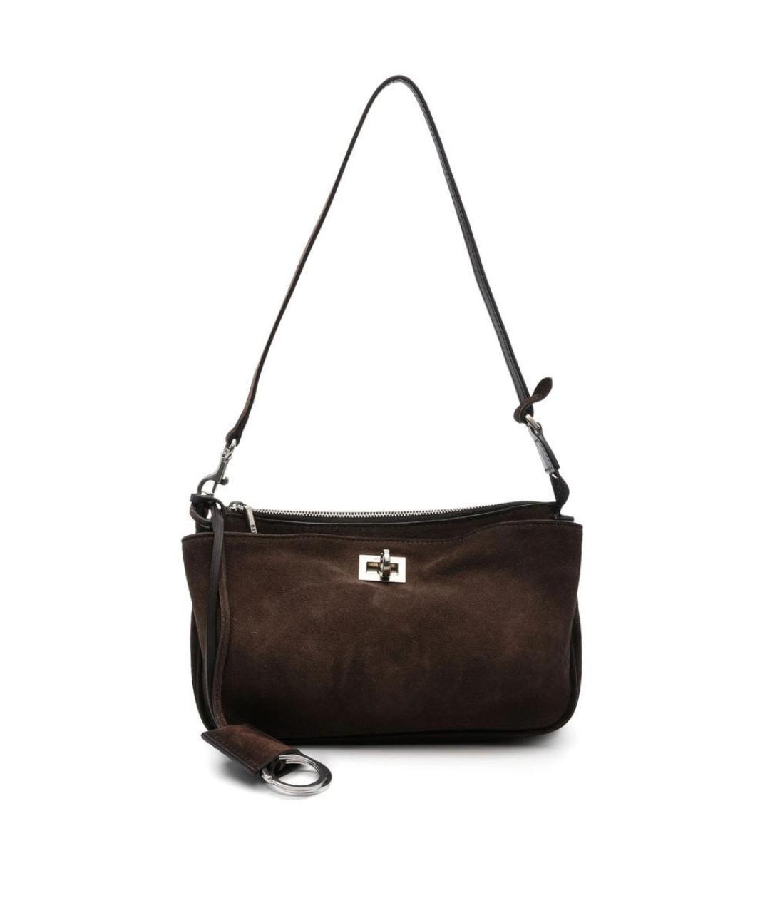 BALENCIAGA Коричневая замшевая сумка через плечо, фото 4