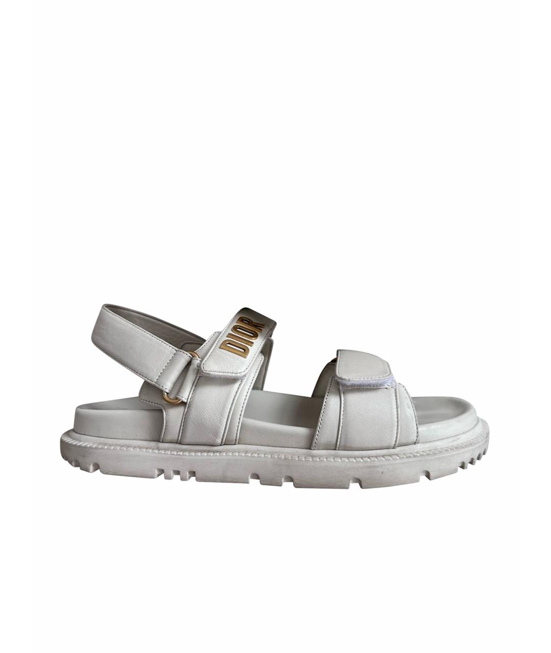 CHRISTIAN DIOR Бежевые кожаные сандалии, фото 1