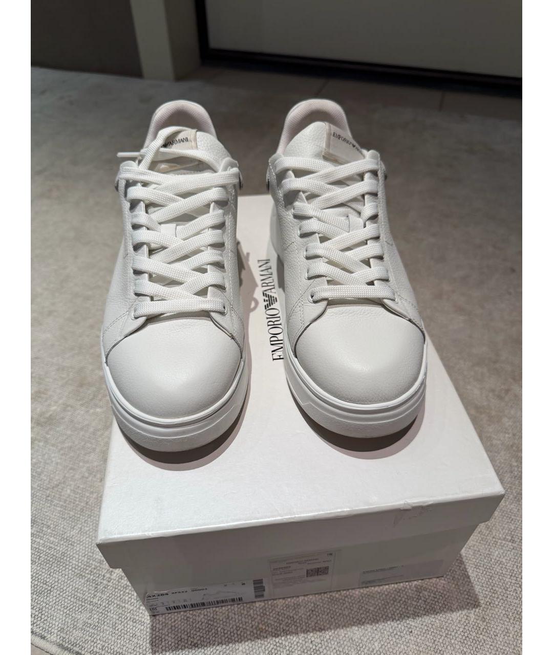 EMPORIO ARMANI Белые кожаные низкие кроссовки / кеды, фото 2