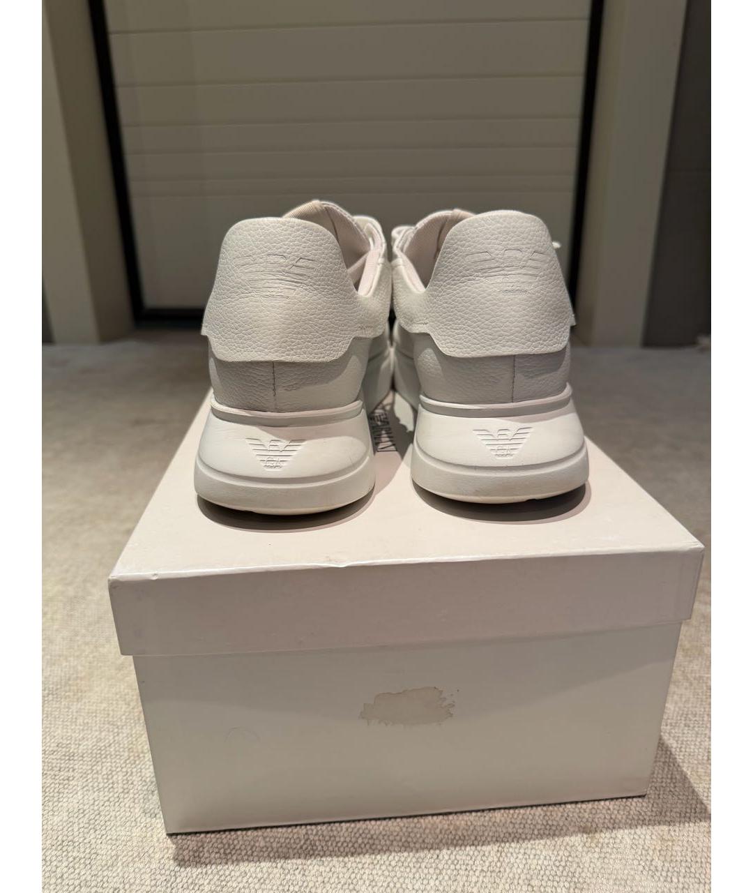 EMPORIO ARMANI Белые кожаные низкие кроссовки / кеды, фото 4