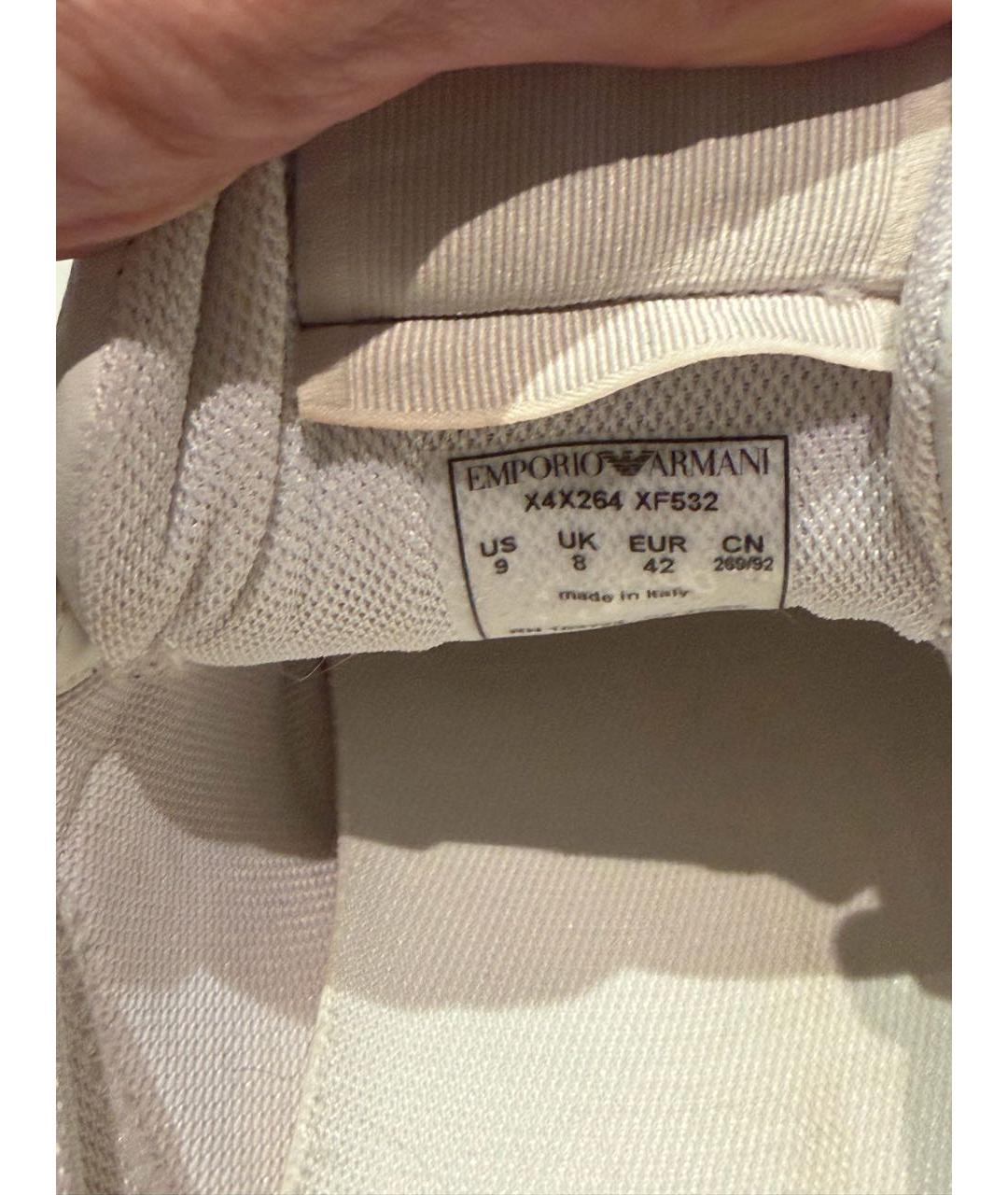 EMPORIO ARMANI Белые кожаные низкие кроссовки / кеды, фото 5