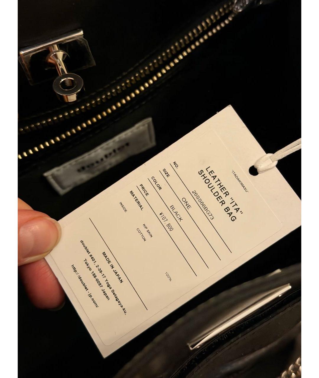 DOUBLET Черная кожаная сумка тоут, фото 6