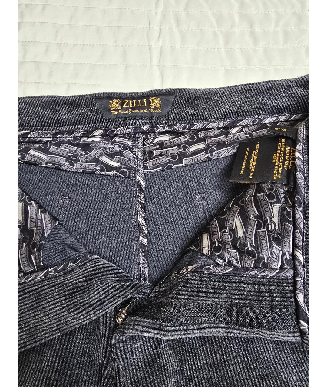 ZILLI Серые хлопко-эластановые повседневные брюки, фото 4