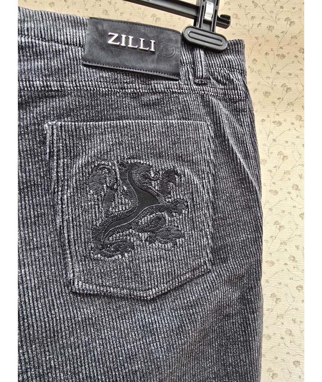 ZILLI Серые хлопко-эластановые повседневные брюки, фото 7