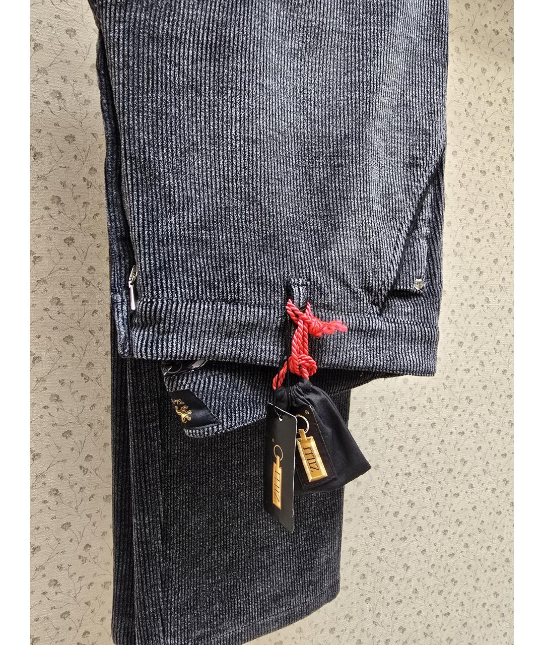 ZILLI Серые хлопко-эластановые повседневные брюки, фото 2