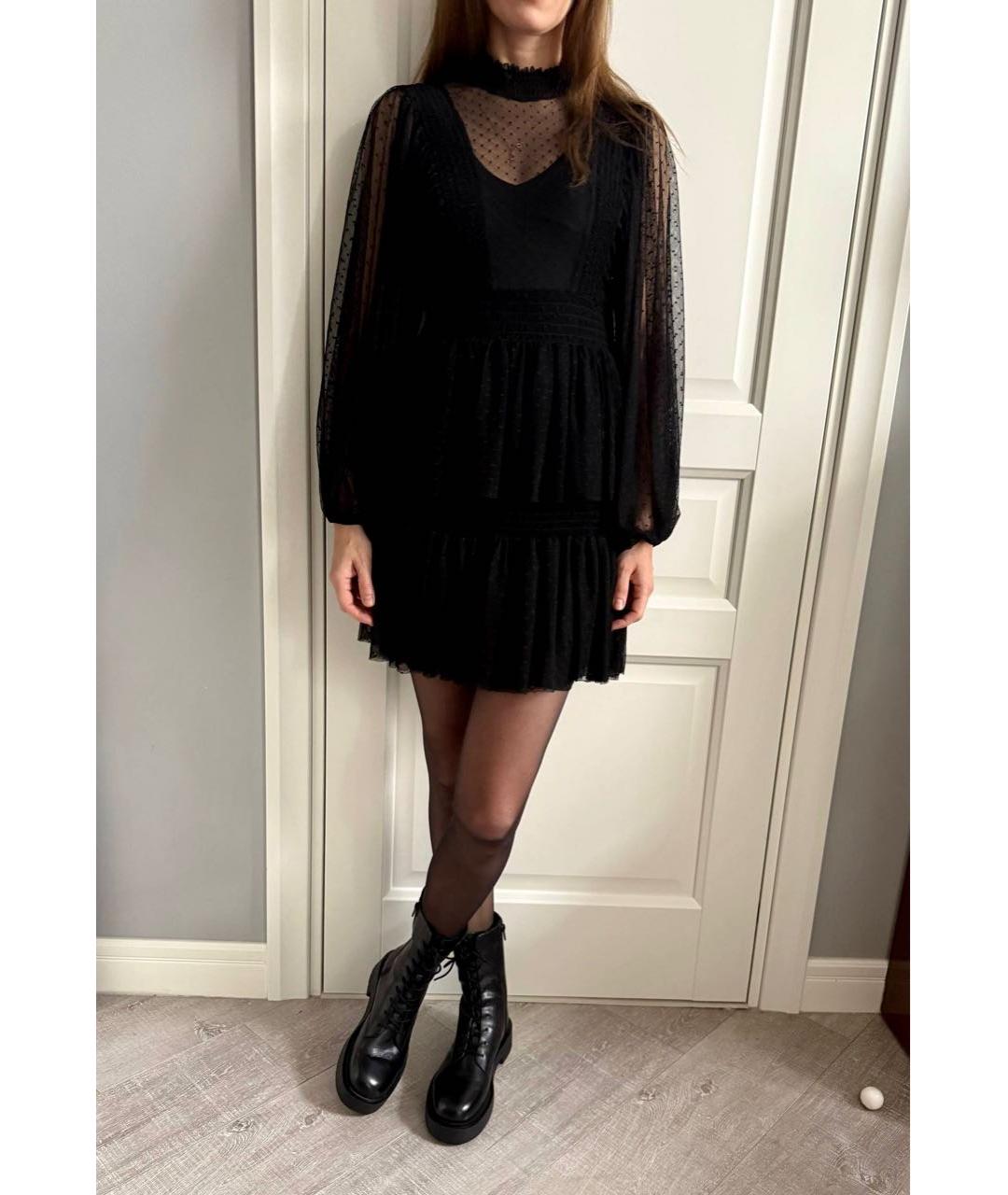 MAJE Черное полиамидовое коктейльное платье, фото 6