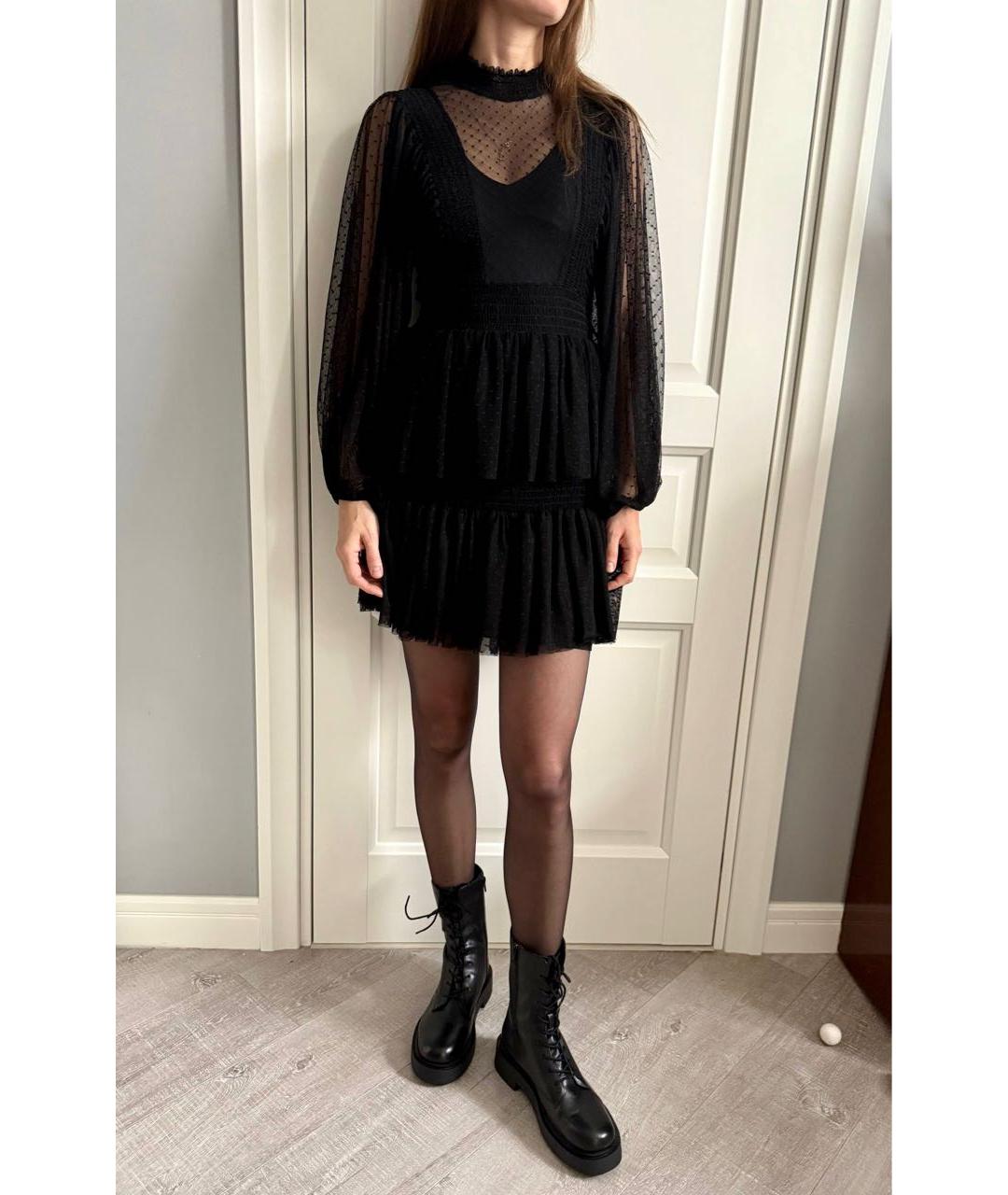 MAJE Черное полиамидовое коктейльное платье, фото 7