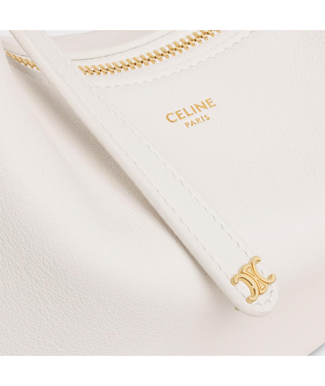 CELINE Белая кожаная сумка с короткими ручками, фото 4