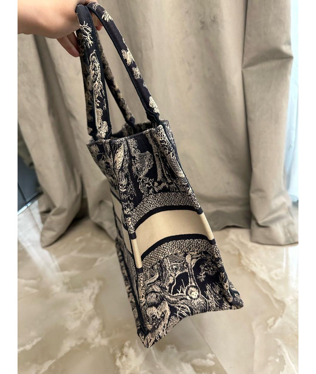 CHRISTIAN DIOR Темно-синяя жаккардовая сумка тоут, фото 8