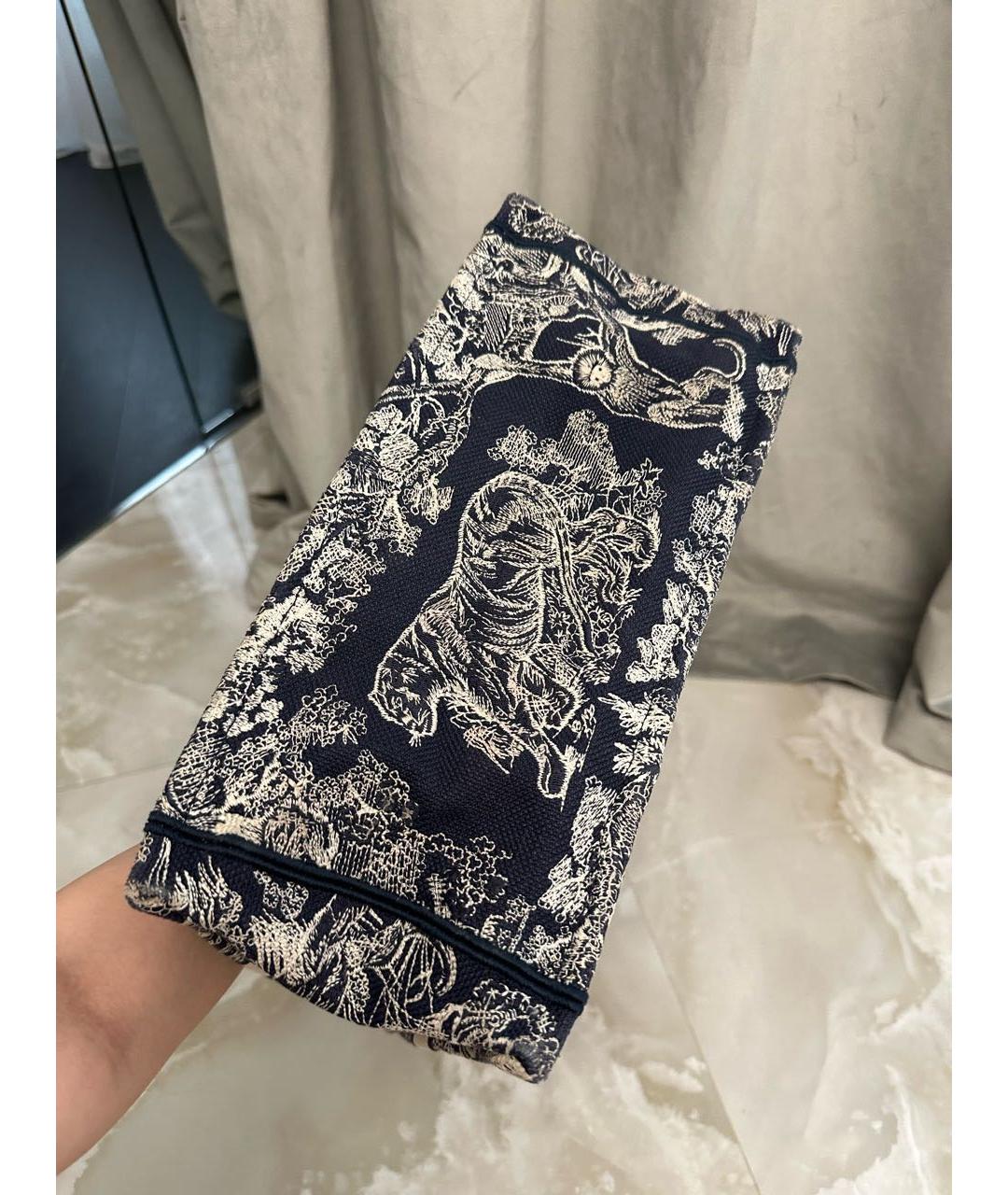 CHRISTIAN DIOR Темно-синяя жаккардовая сумка тоут, фото 7