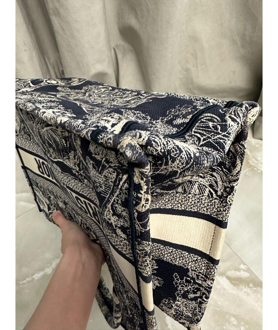 CHRISTIAN DIOR Темно-синяя жаккардовая сумка тоут, фото 3