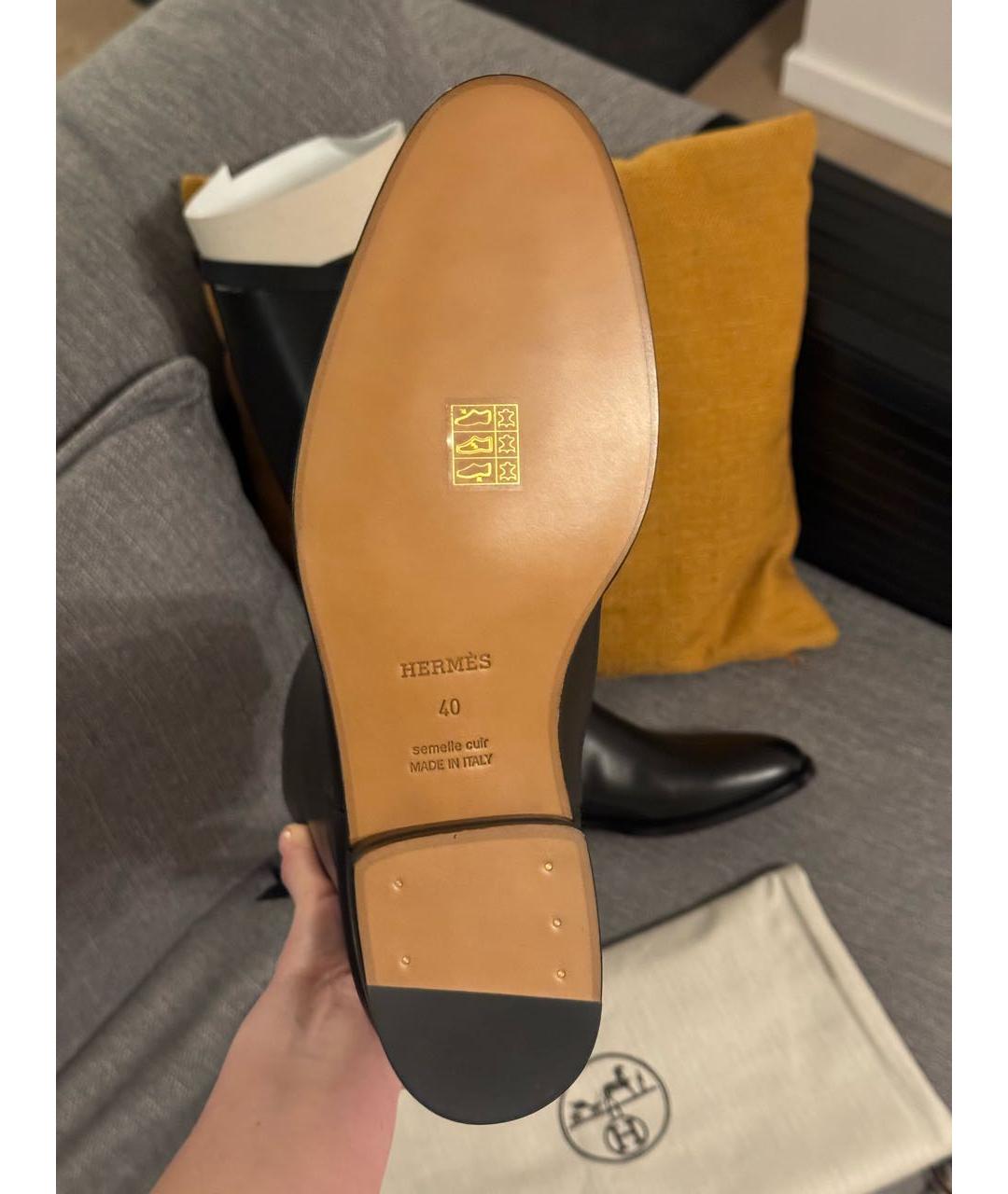 HERMES Черные кожаные сапоги, фото 4