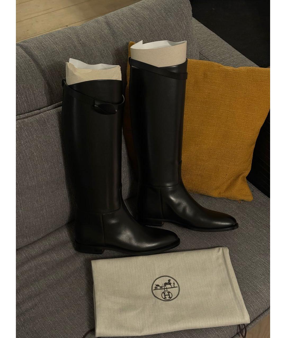 HERMES Черные кожаные сапоги, фото 2