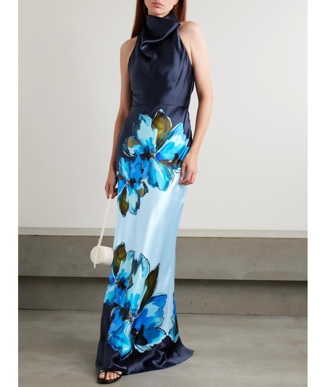 REBECCA VALLANCE Темно-синее шелковое коктейльное платье, фото 2