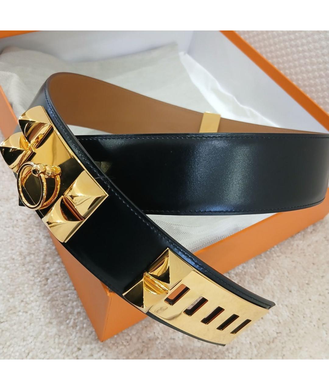 HERMES Черный кожаный ремень, фото 3