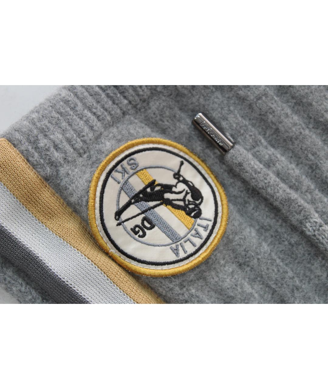 DOLCE&GABBANA Серый шерстяной шарф, фото 3