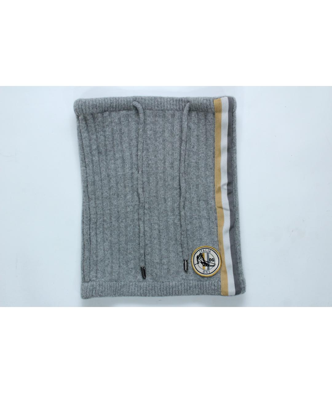 DOLCE&GABBANA Серый шерстяной шарф, фото 10