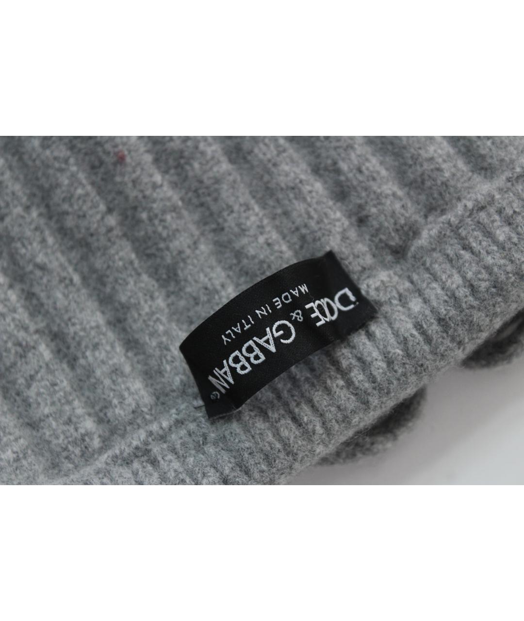 DOLCE&GABBANA Серый шерстяной шарф, фото 8